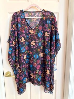 NWT ay guey semi sheer poncho